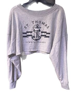 Aeropostale Aero Dwntme St Thomas Nautical Beachy Cropped Sweatshirt Size Large